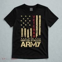 Patriotic U S Army Veteran Red Line American Flag Vintage T-Shirt thumb 5