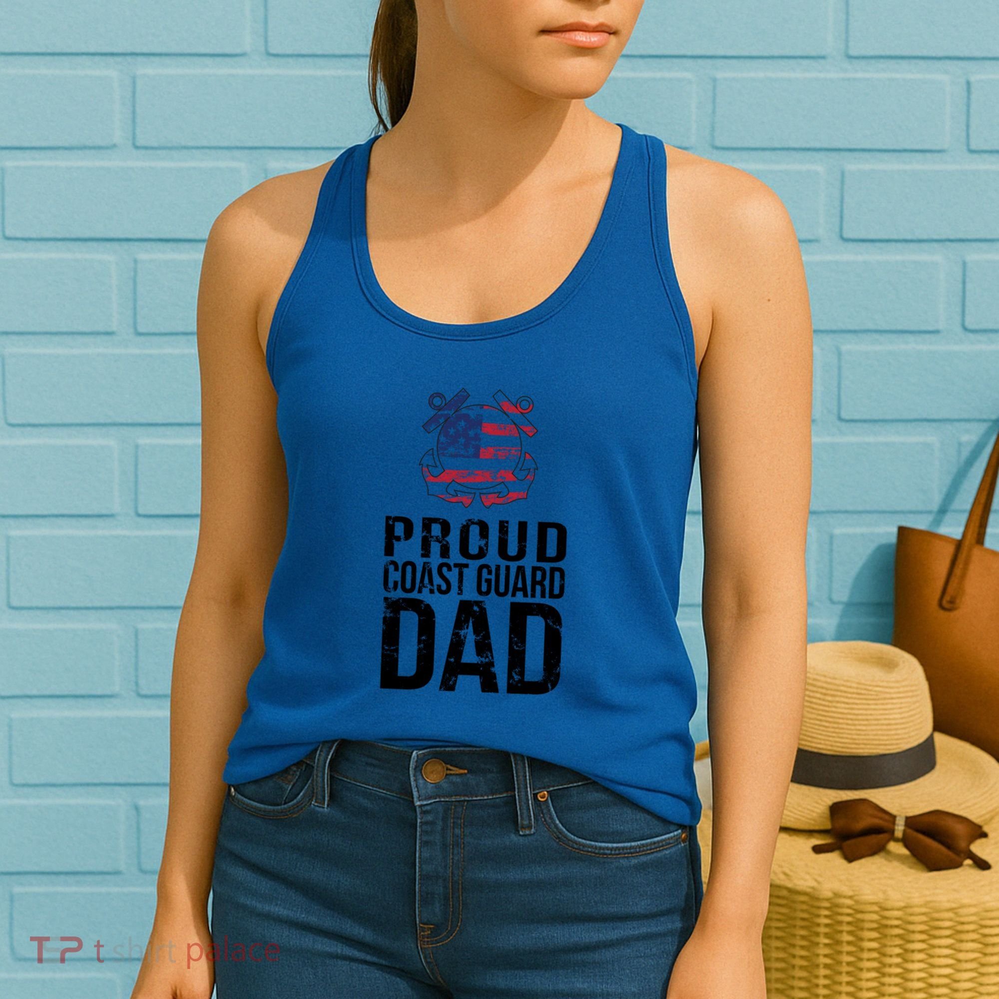 Proud U S Coast Guard Dad Cool Gift Cute Gift Women's Tank Top