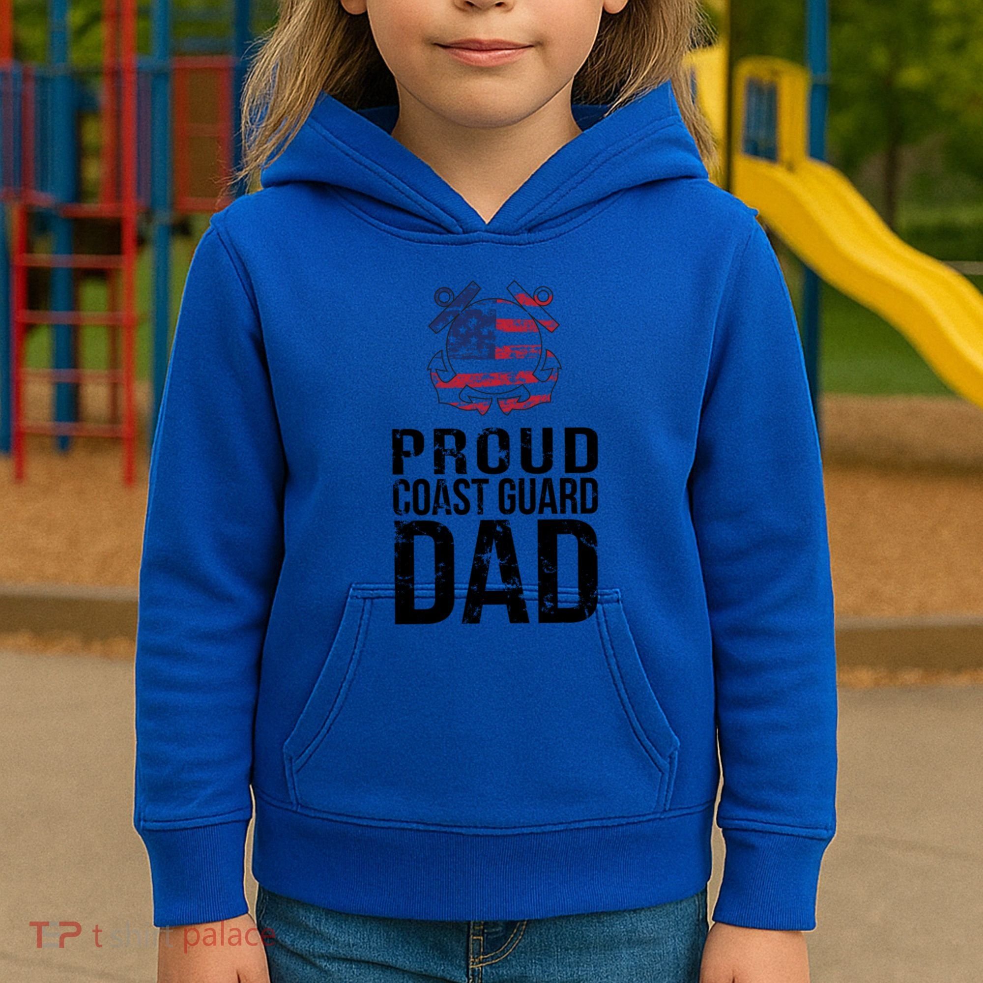Proud U S Coast Guard Dad Cool Gift Cute Gift Kids Hoodie
