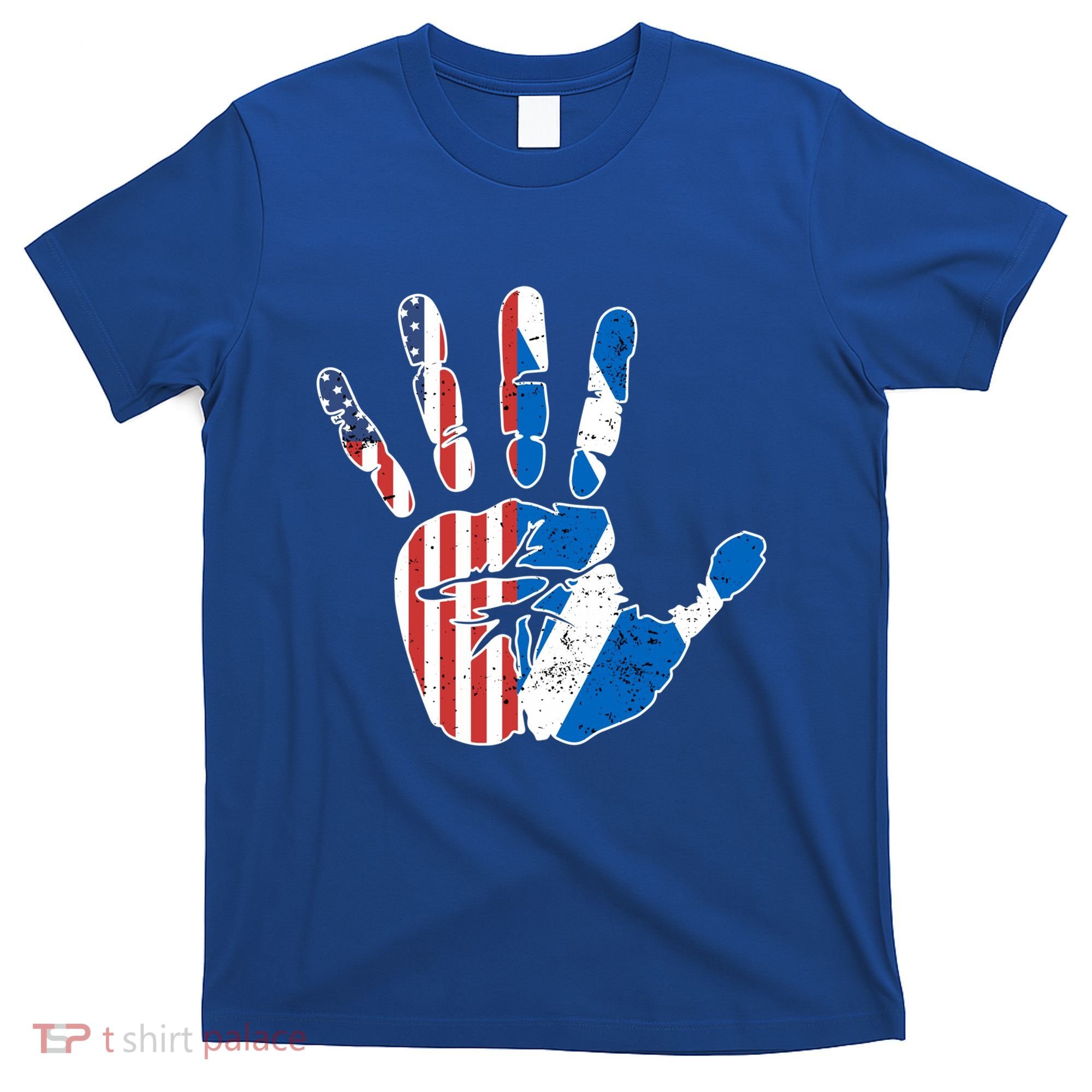 Proud Usa Scotland Handprint Flag American Scottish Heritage Great Gift T-Shirt