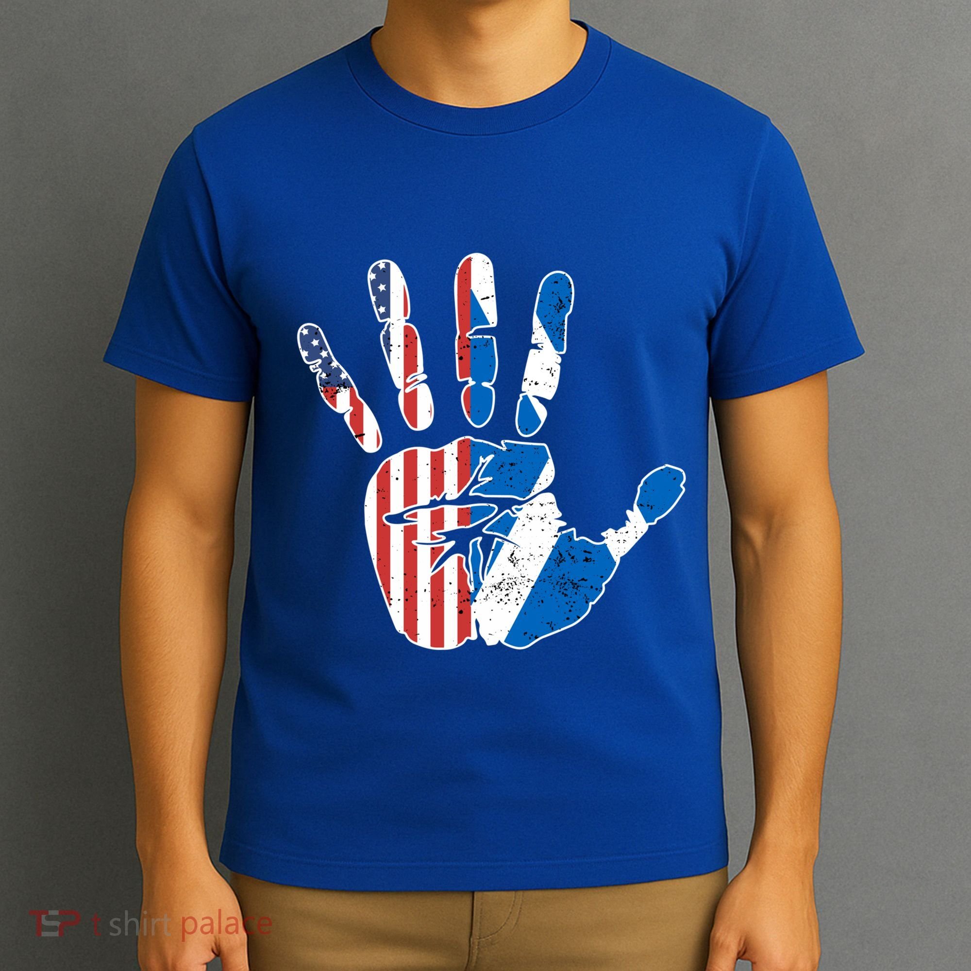 Proud Usa Scotland Handprint Flag American Scottish Heritage Great Gift T-Shirt