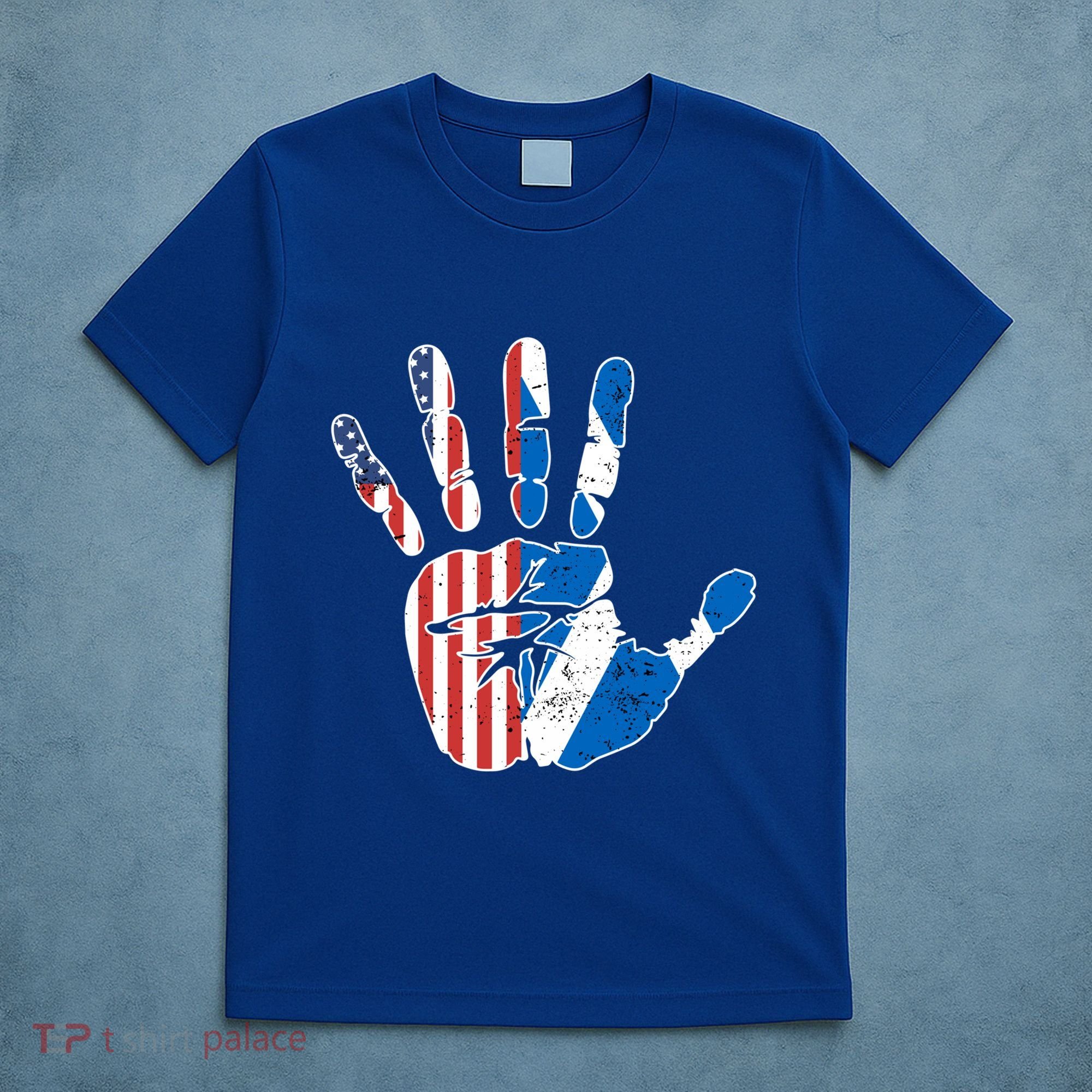 Proud Usa Scotland Handprint Flag American Scottish Heritage Great Gift T-Shirt