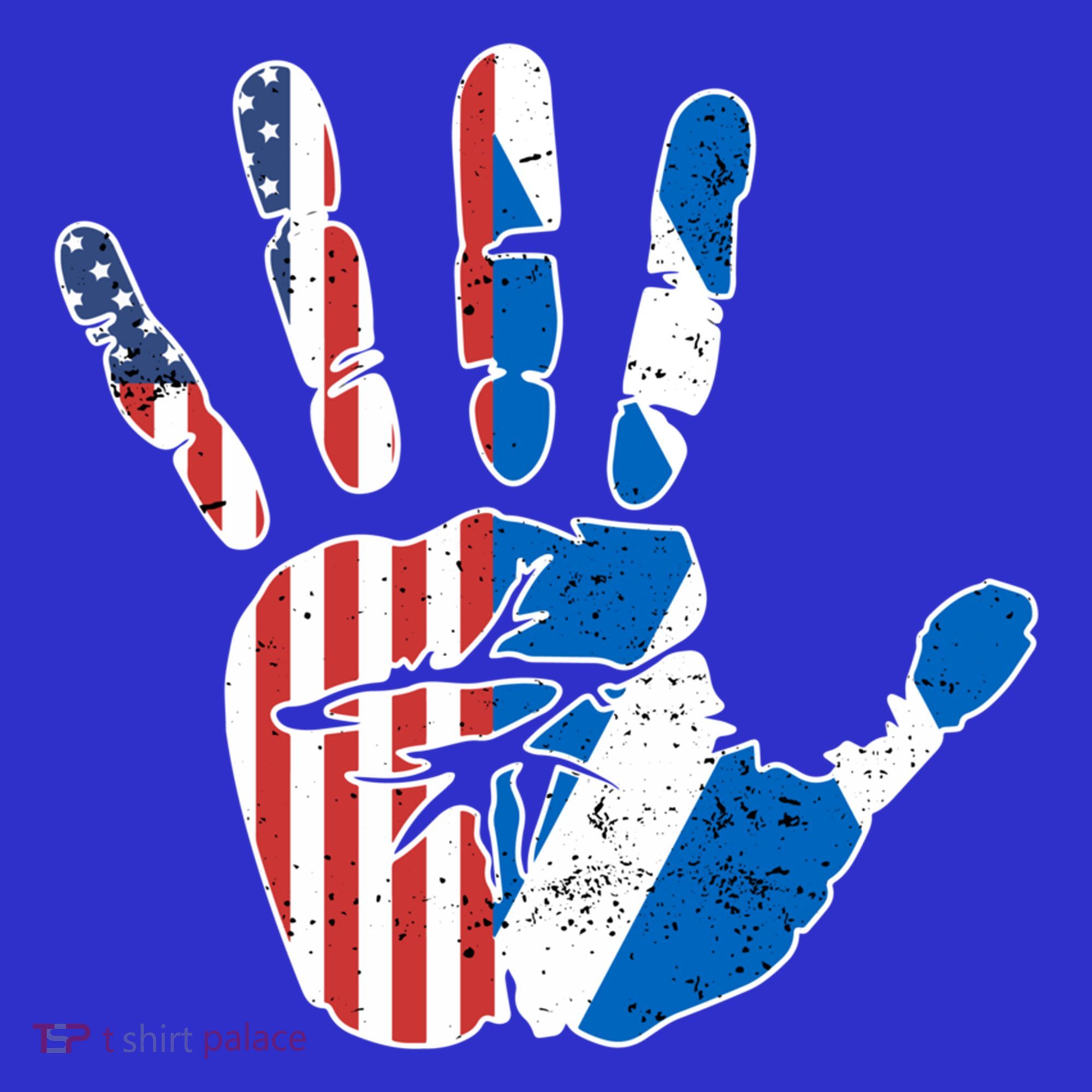 Proud Usa Scotland Handprint Flag American Scottish Heritage Great Gift T-Shirt