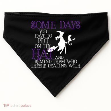 Put On The Hat Funny Witch Halloween USA-Made Doggie Bandana