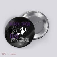 Put On The Hat Funny Witch Halloween Button thumb 0