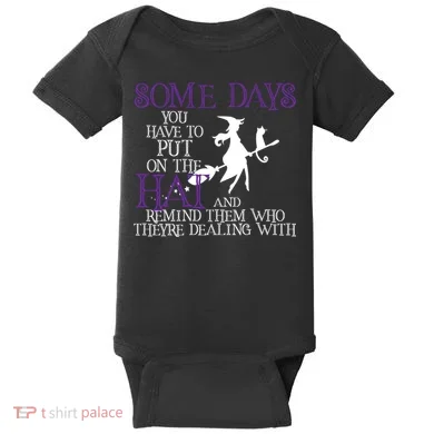 Put On The Hat Funny Witch Halloween Baby Bodysuit