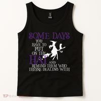 Put On The Hat Funny Witch Halloween Tank Top thumb 2