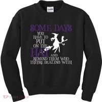 Put On The Hat Funny Witch Halloween Kids Sweatshirt thumb 0