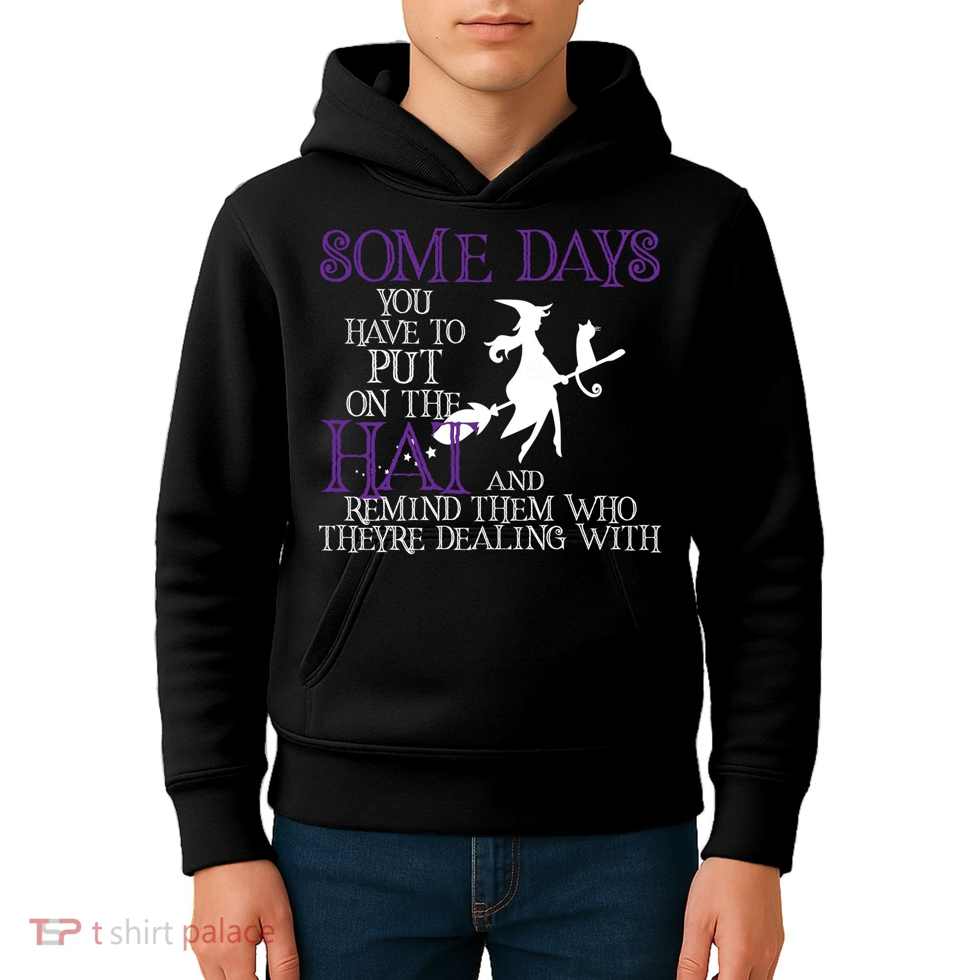 Put On The Hat Funny Witch Halloween Kids Hoodie