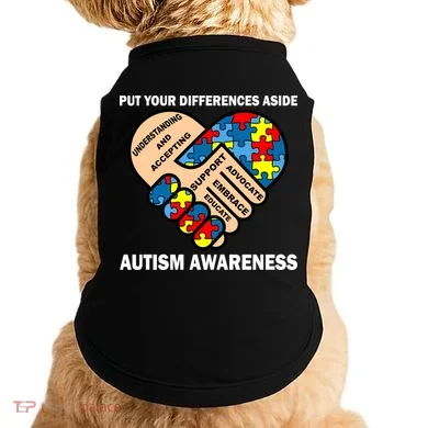 Put Your Differences Aside Autism Awareness Doggie Tank