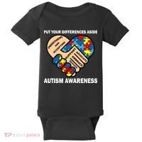 Put Your Differences Aside Autism Awareness Baby Bodysuit thumb 0