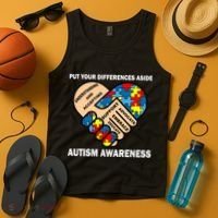 Put Your Differences Aside Autism Awareness Tank Top thumb 4