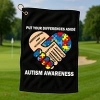 Put Your Differences Aside Autism Awareness Golf Towel thumb 1