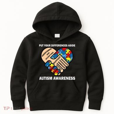 Put Your Differences Aside Autism Awareness Kids Hoodie