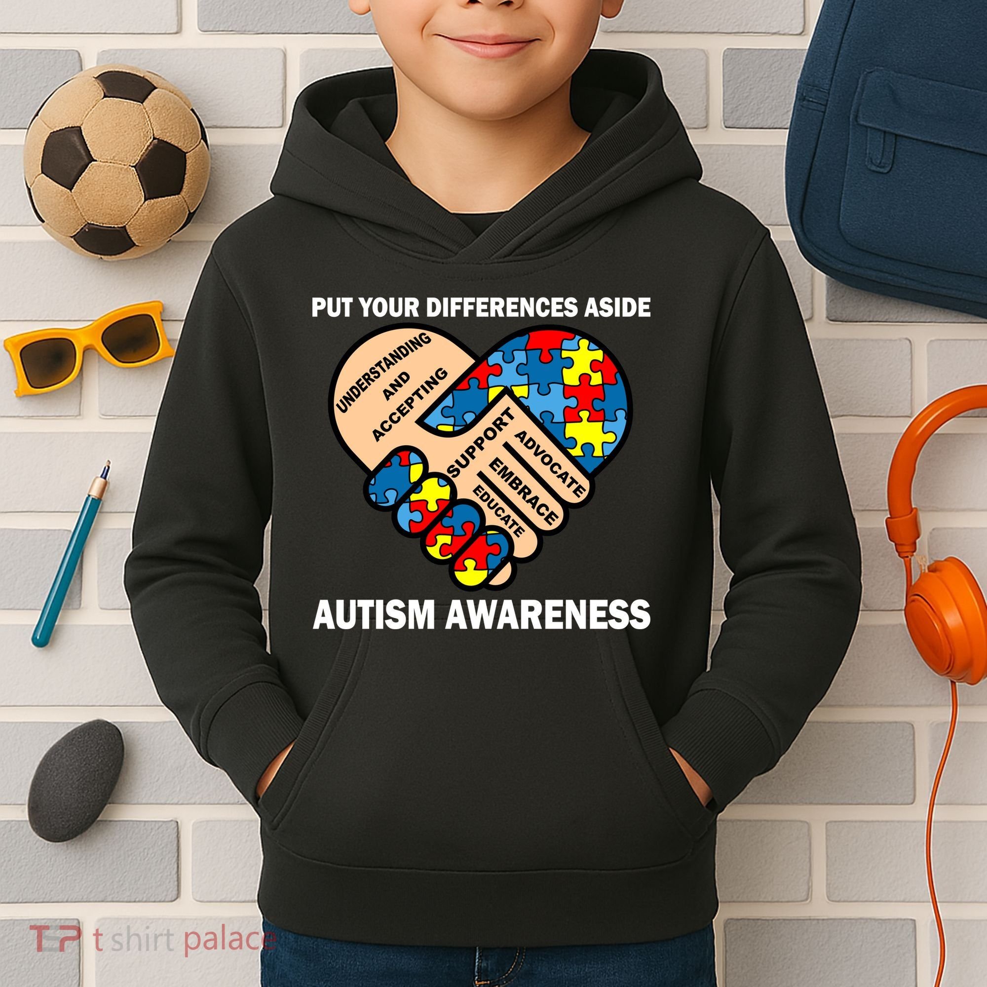 Put Your Differences Aside Autism Awareness Kids Hoodie