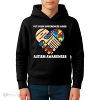 Put Your Differences Aside Autism Awareness Kids Hoodie thumb 4