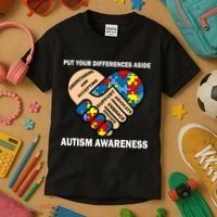 Put Your Differences Aside Autism Awareness Kids T-Shirt thumb 3