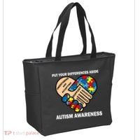 Put Your Differences Aside Autism Awareness Tote Bag thumb 2