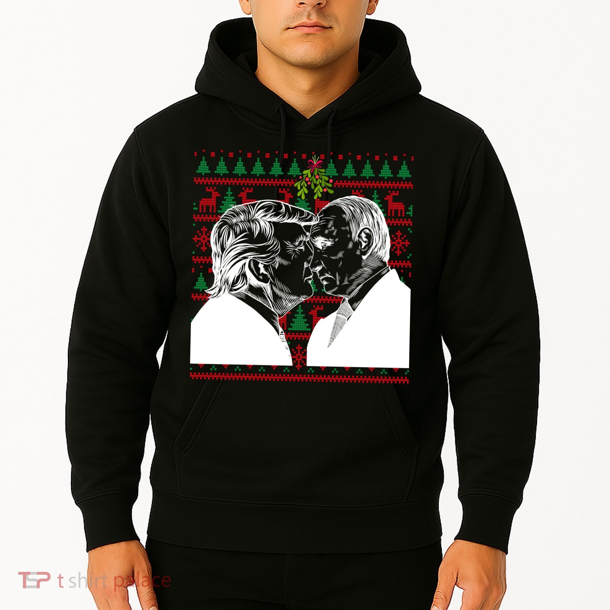 Putin Trump Mistletoe Ugly Christmas Sweater Hoodie