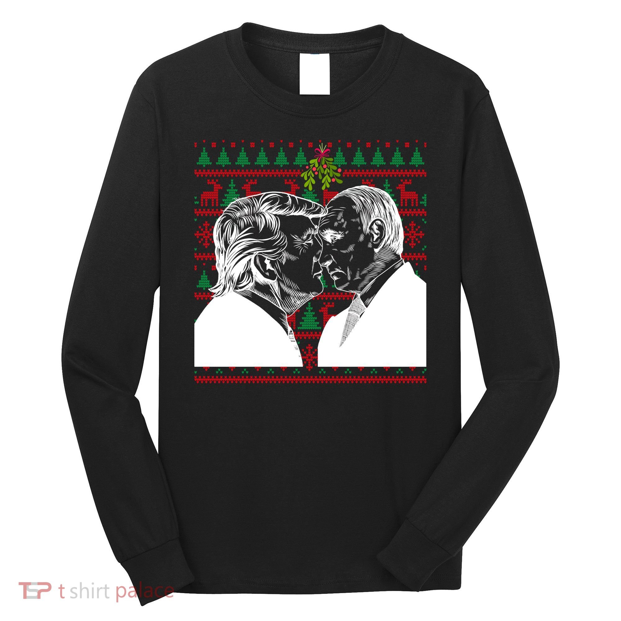 Putin Trump Mistletoe Ugly Christmas Sweater Long Sleeve Shirt