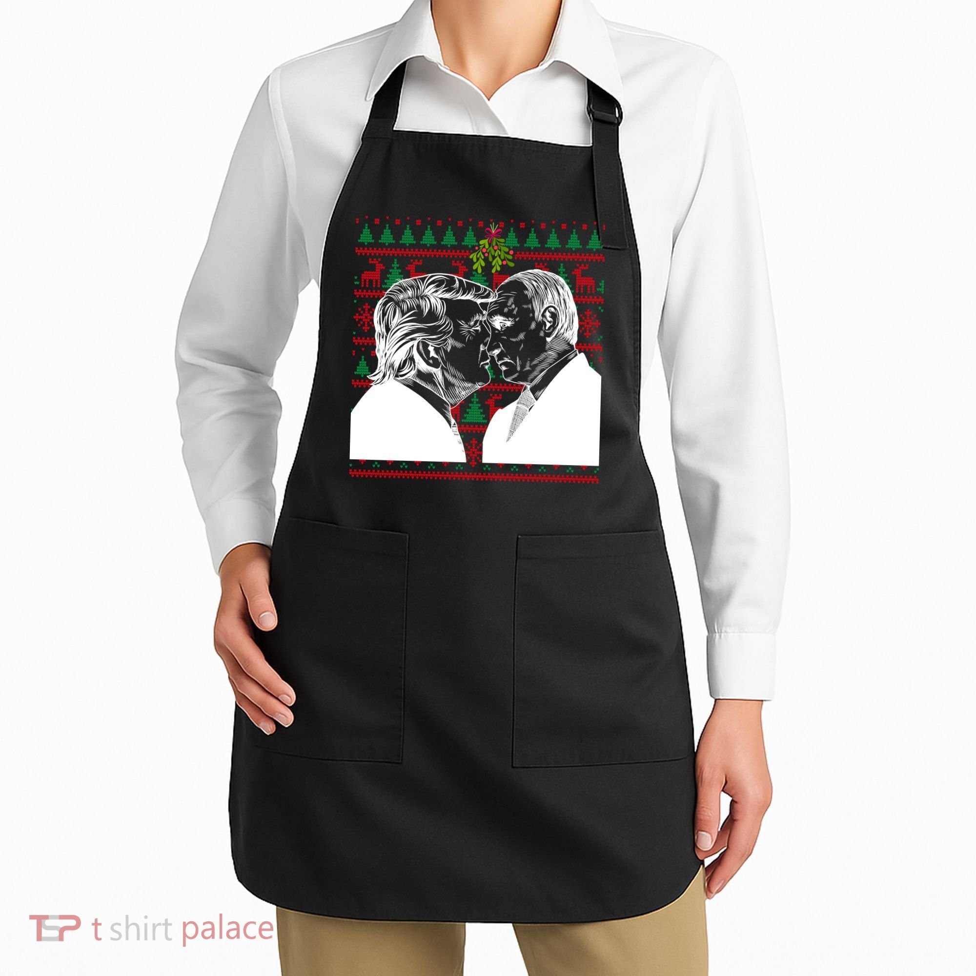 Putin Trump Mistletoe Ugly Christmas Sweater Apron