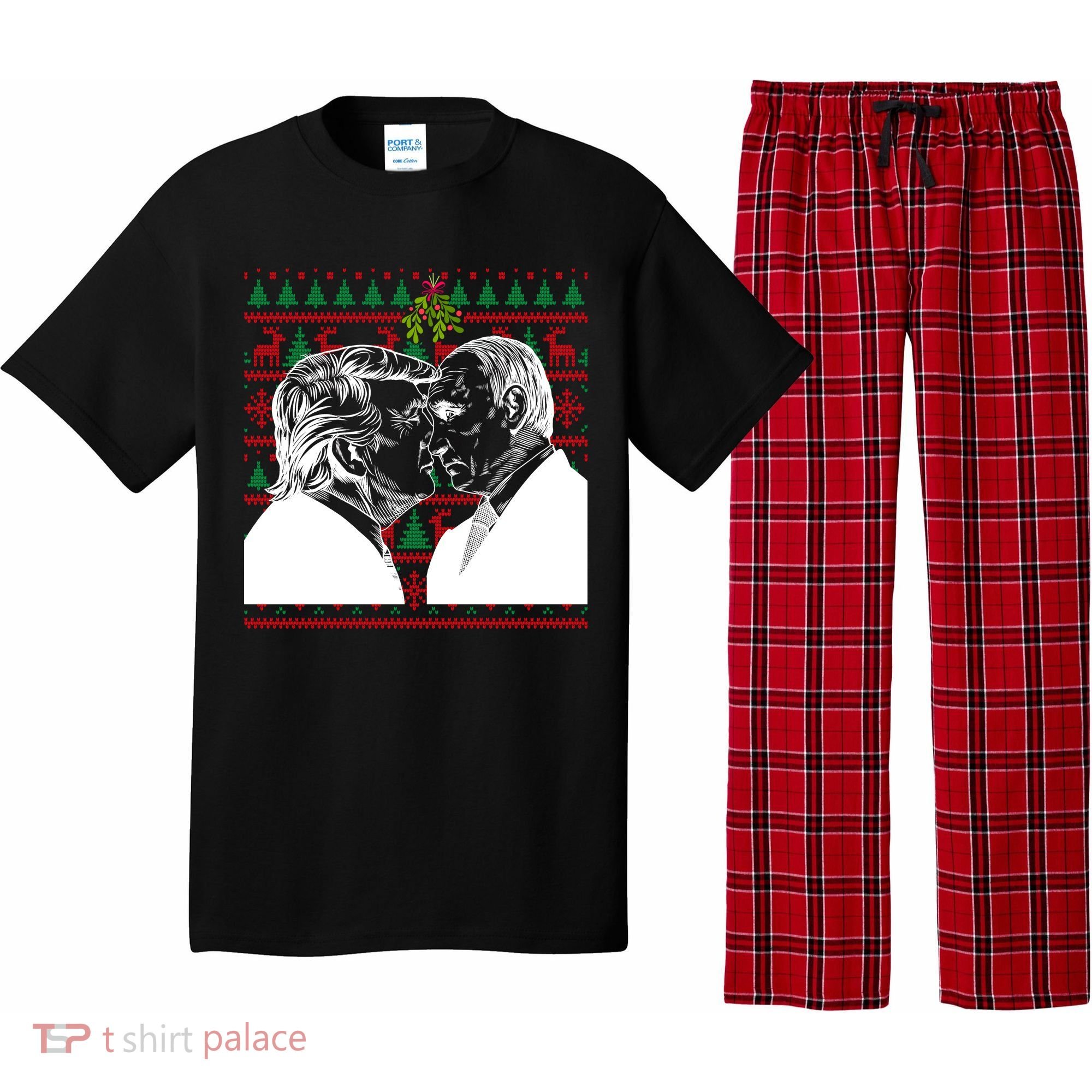 Putin Trump Mistletoe Ugly Christmas Sweater Pajama Set