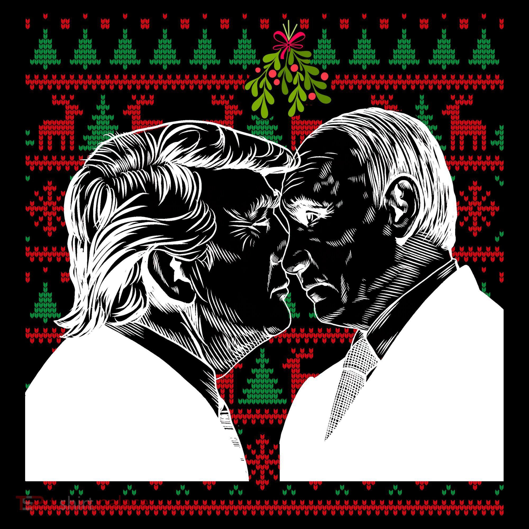 Putin Trump Mistletoe Ugly Christmas Sweater Women's Hoodie