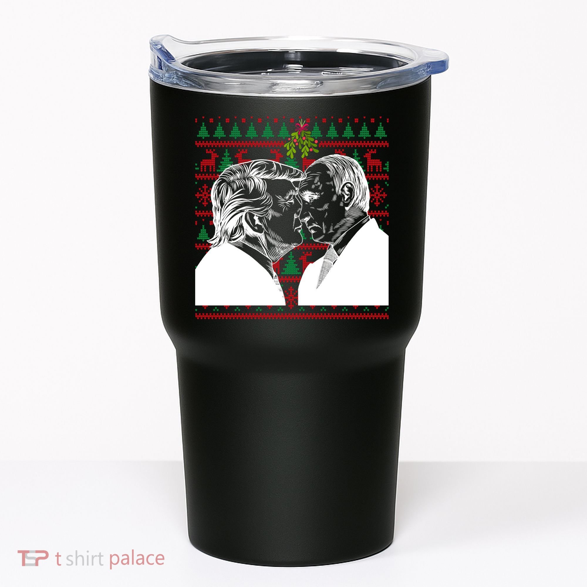 Putin Trump Mistletoe Ugly Christmas Sweater Tumbler