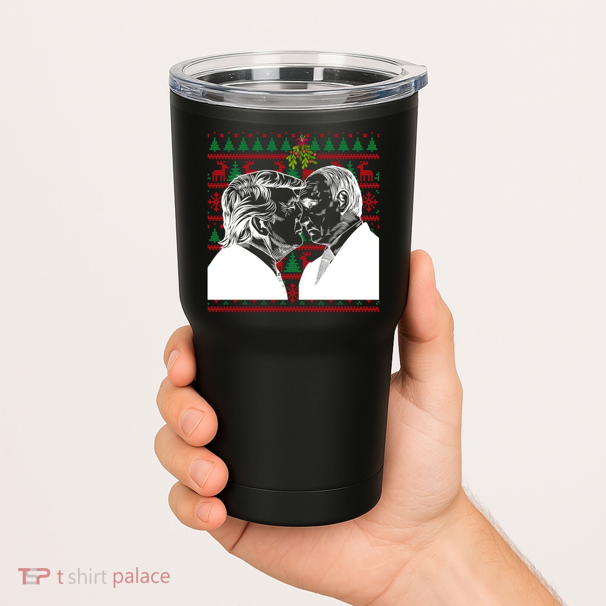 Putin Trump Mistletoe Ugly Christmas Sweater Tumbler
