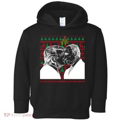 Putin Trump Mistletoe Ugly Christmas Sweater Toddler Hoodie