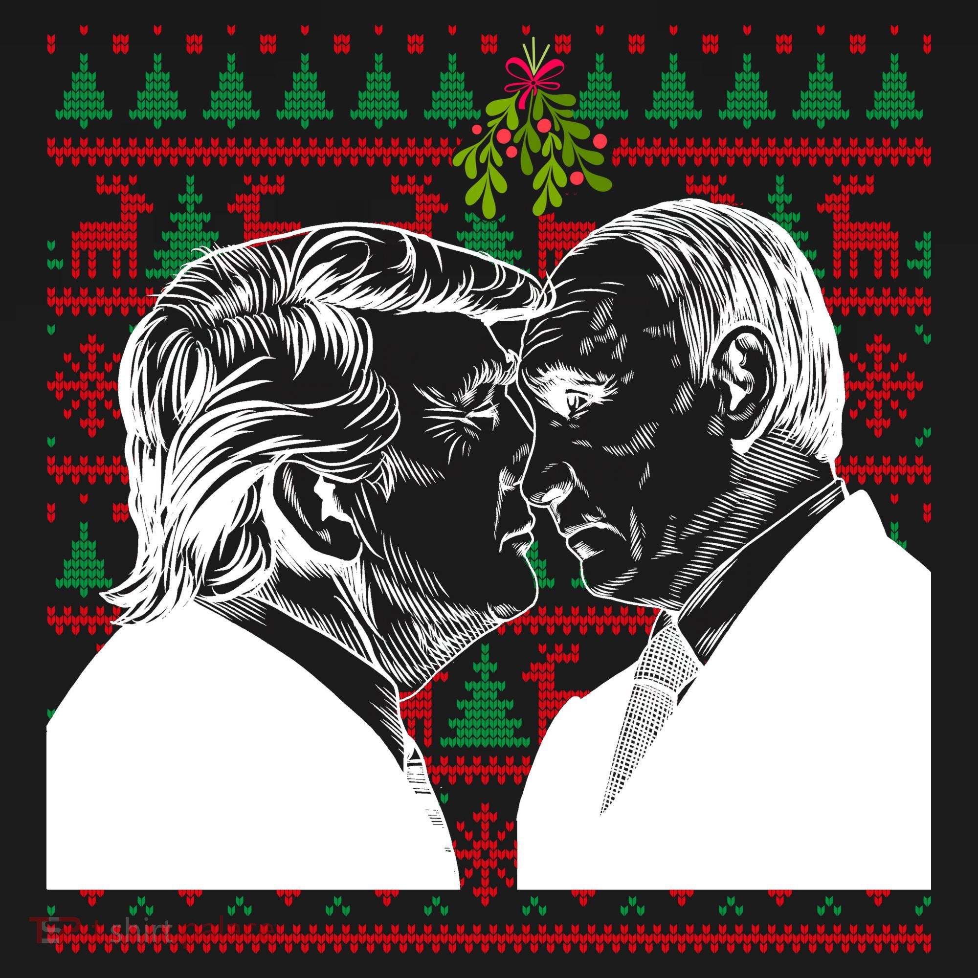 Putin Trump Mistletoe Ugly Christmas Sweater Tank Top