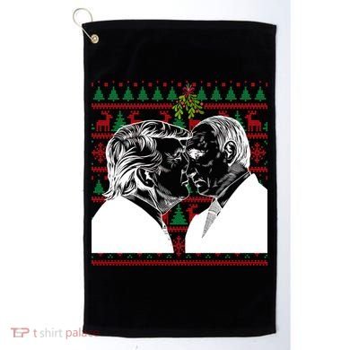 Putin Trump Mistletoe Ugly Christmas Sweater Golf Towel