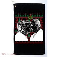 Putin Trump Mistletoe Ugly Christmas Sweater Golf Towel thumb 0
