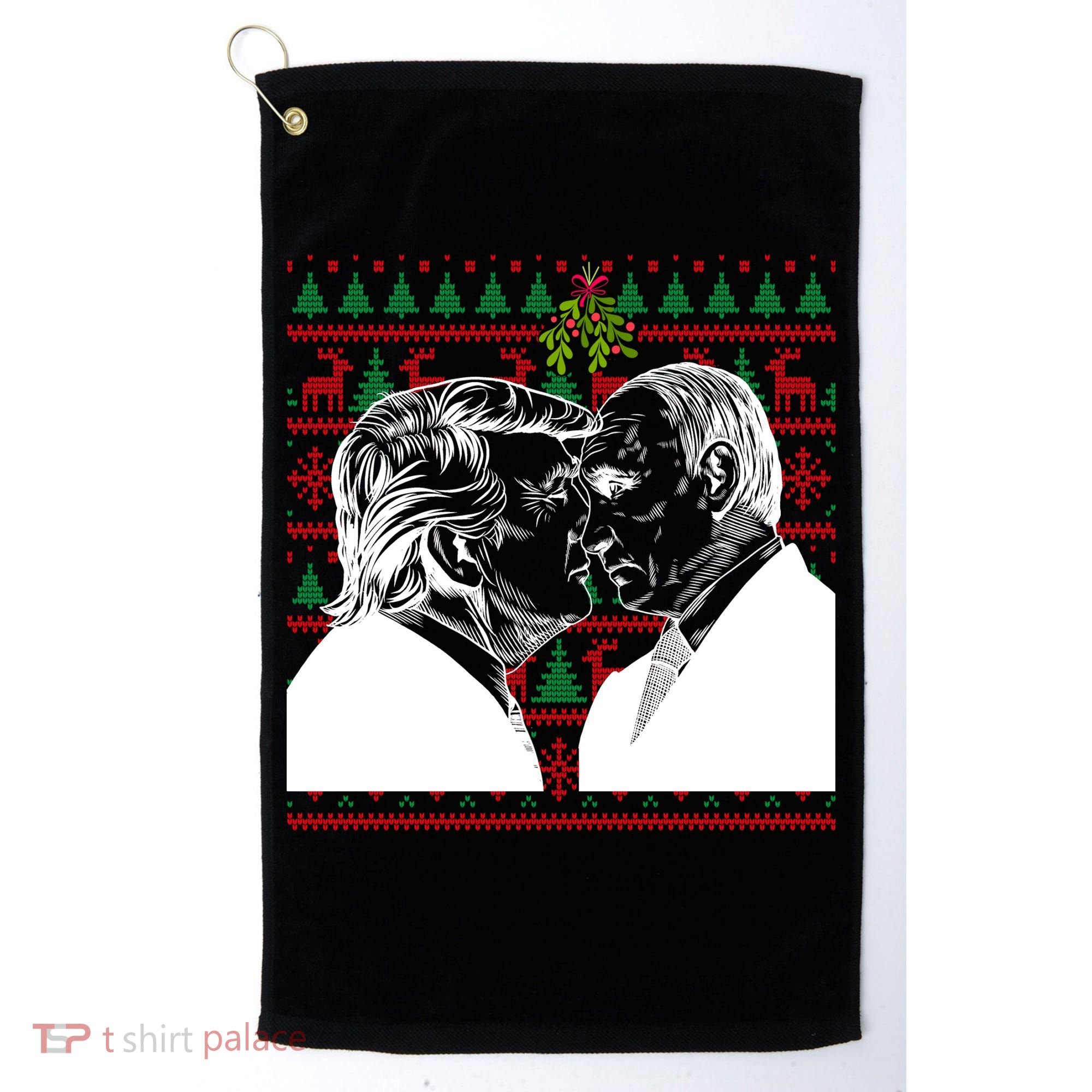 Putin Trump Mistletoe Ugly Christmas Sweater Golf Towel