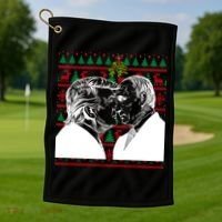 Putin Trump Mistletoe Ugly Christmas Sweater Golf Towel thumb 1
