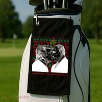 Putin Trump Mistletoe Ugly Christmas Sweater Golf Towel thumb 2
