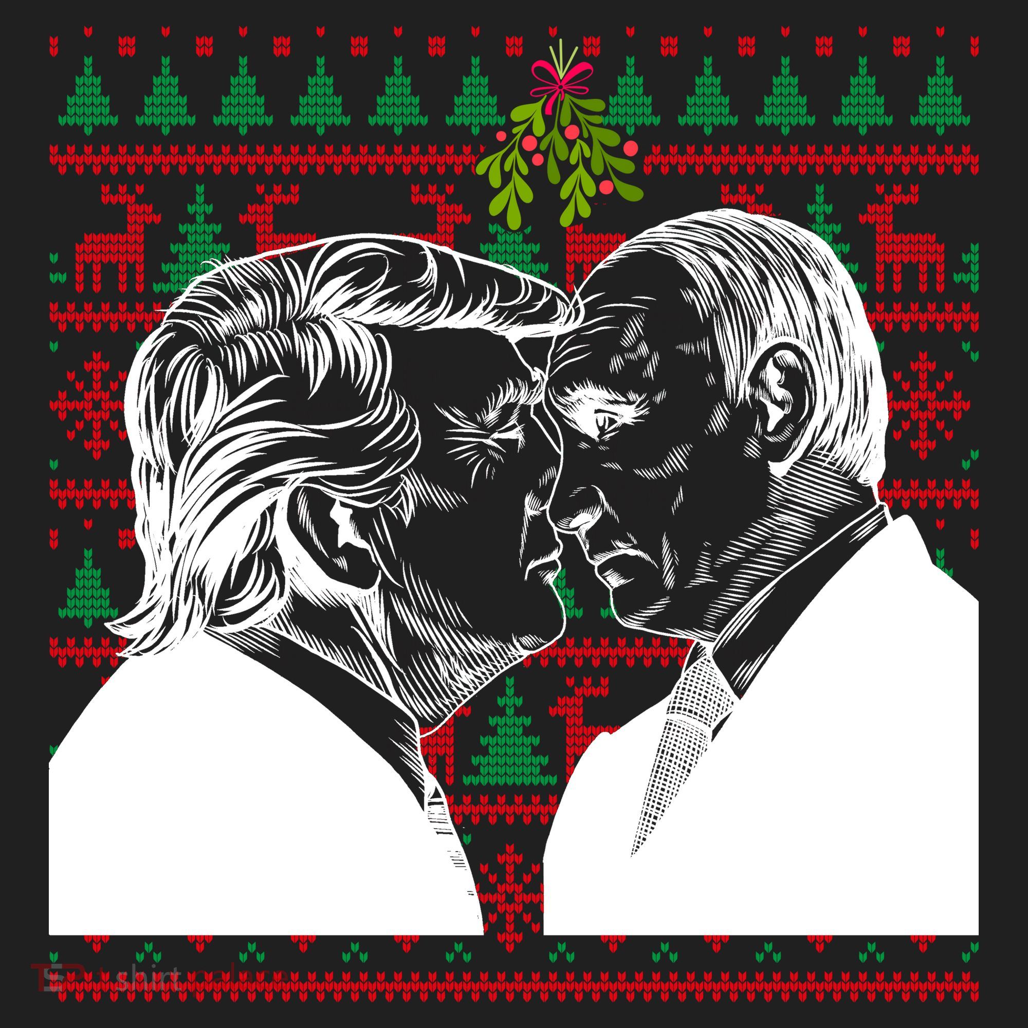 Putin Trump Mistletoe Ugly Christmas Sweater Golf Towel