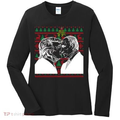 Putin Trump Mistletoe Ugly Christmas Sweater Women's Long Sleeve Shirt