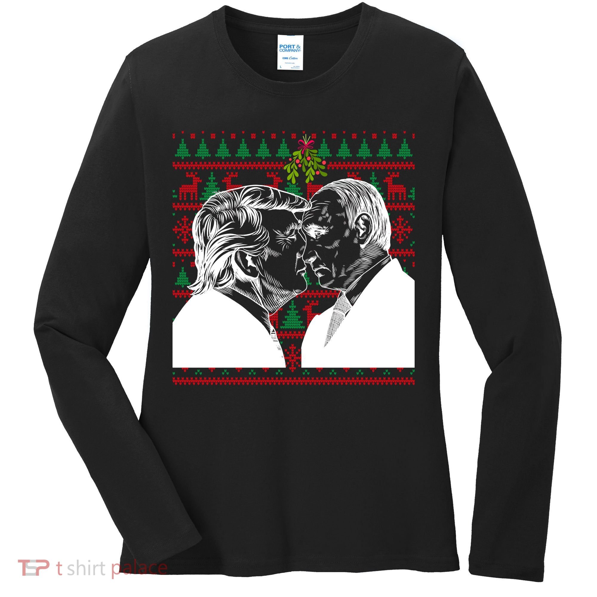 Putin Trump Mistletoe Ugly Christmas Sweater Women's Long Sleeve Shirt