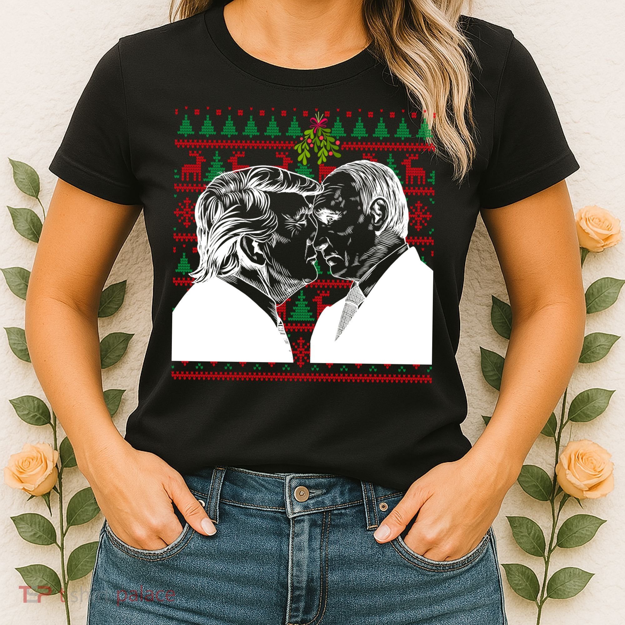 Putin Trump Mistletoe Ugly Christmas Sweater Women's T-Shirt