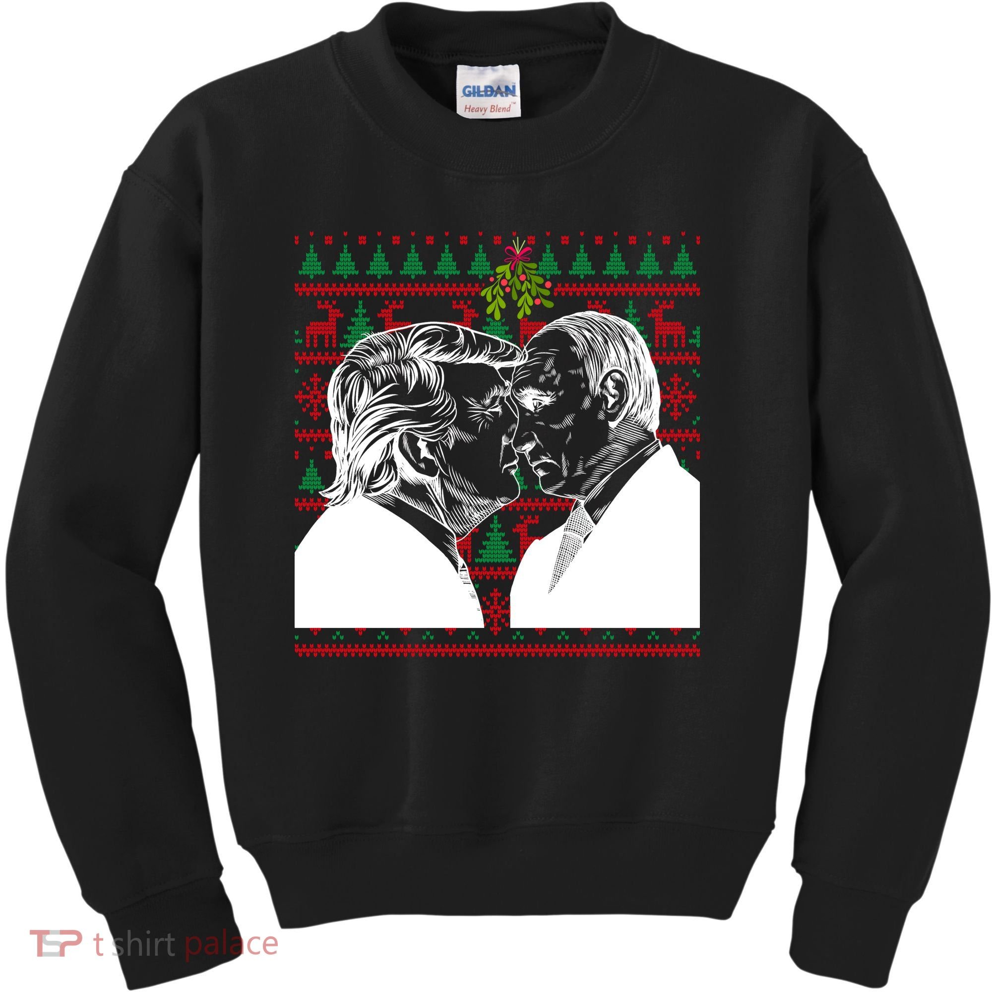 Putin Trump Mistletoe Ugly Christmas Sweater Kids Sweatshirt