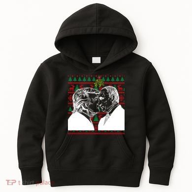 Putin Trump Mistletoe Ugly Christmas Sweater Kids Hoodie