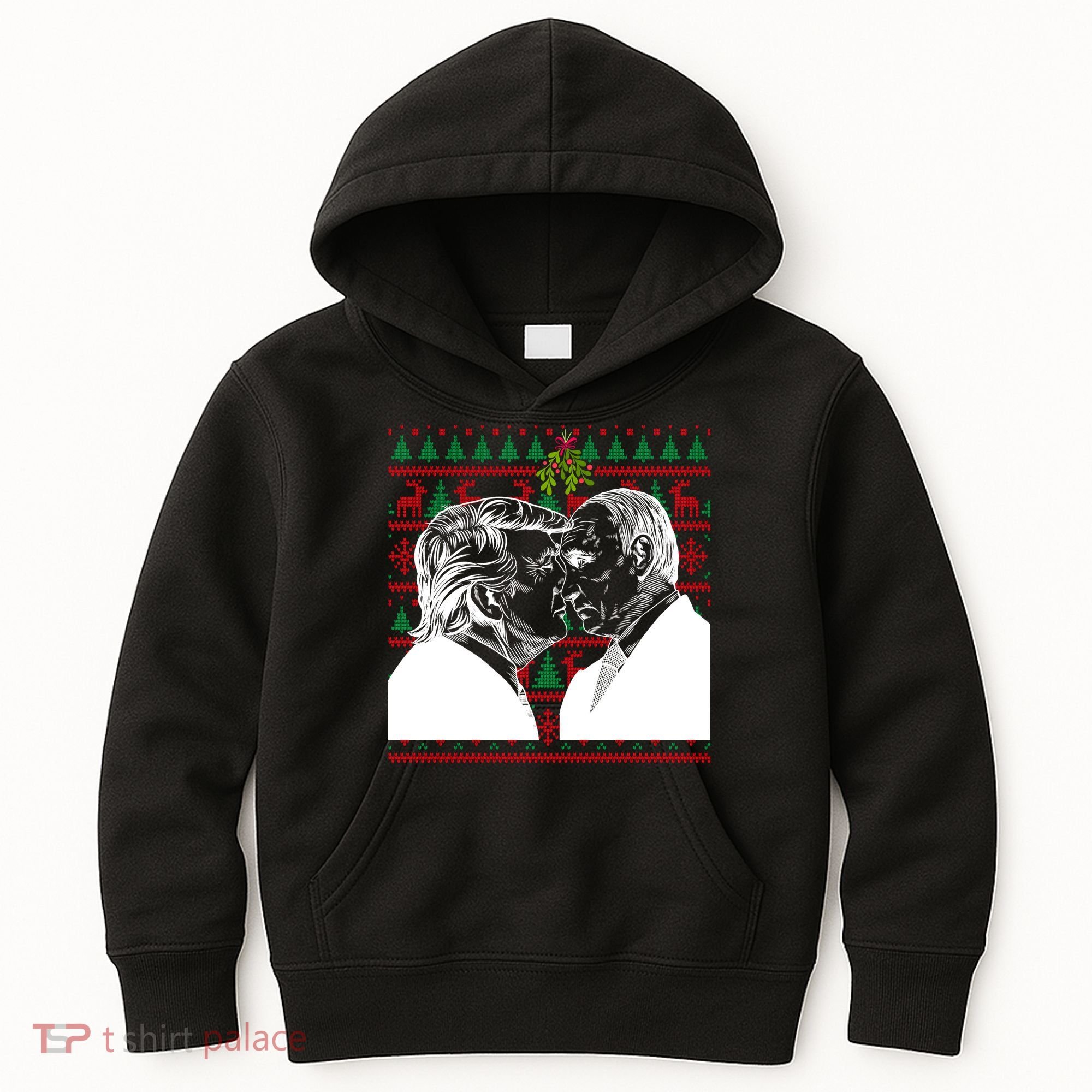 Putin Trump Mistletoe Ugly Christmas Sweater Kids Hoodie