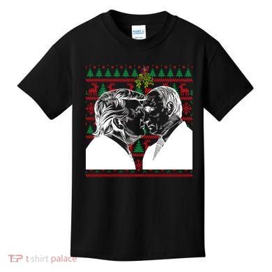 Putin Trump Mistletoe Ugly Christmas Sweater Kids T-Shirt