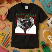 Putin Trump Mistletoe Ugly Christmas Sweater Kids T-Shirt thumb 3