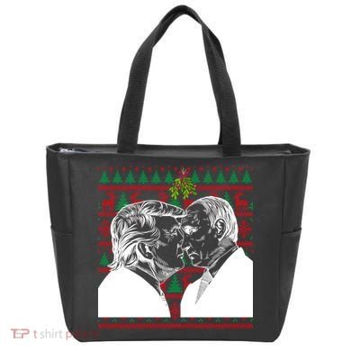 Putin Trump Mistletoe Ugly Christmas Sweater Tote Bag