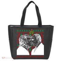 Putin Trump Mistletoe Ugly Christmas Sweater Tote Bag thumb 0