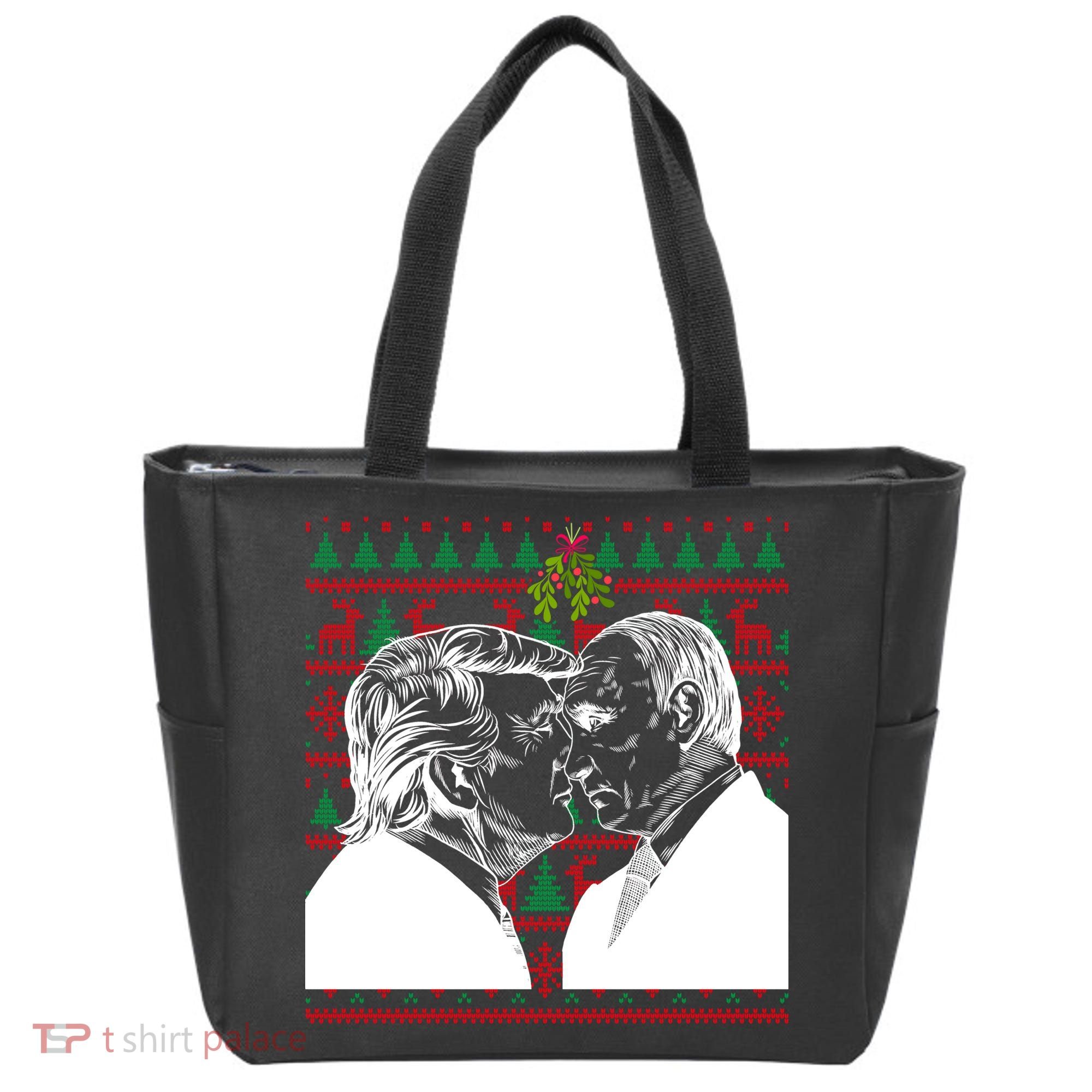 Putin Trump Mistletoe Ugly Christmas Sweater Tote Bag