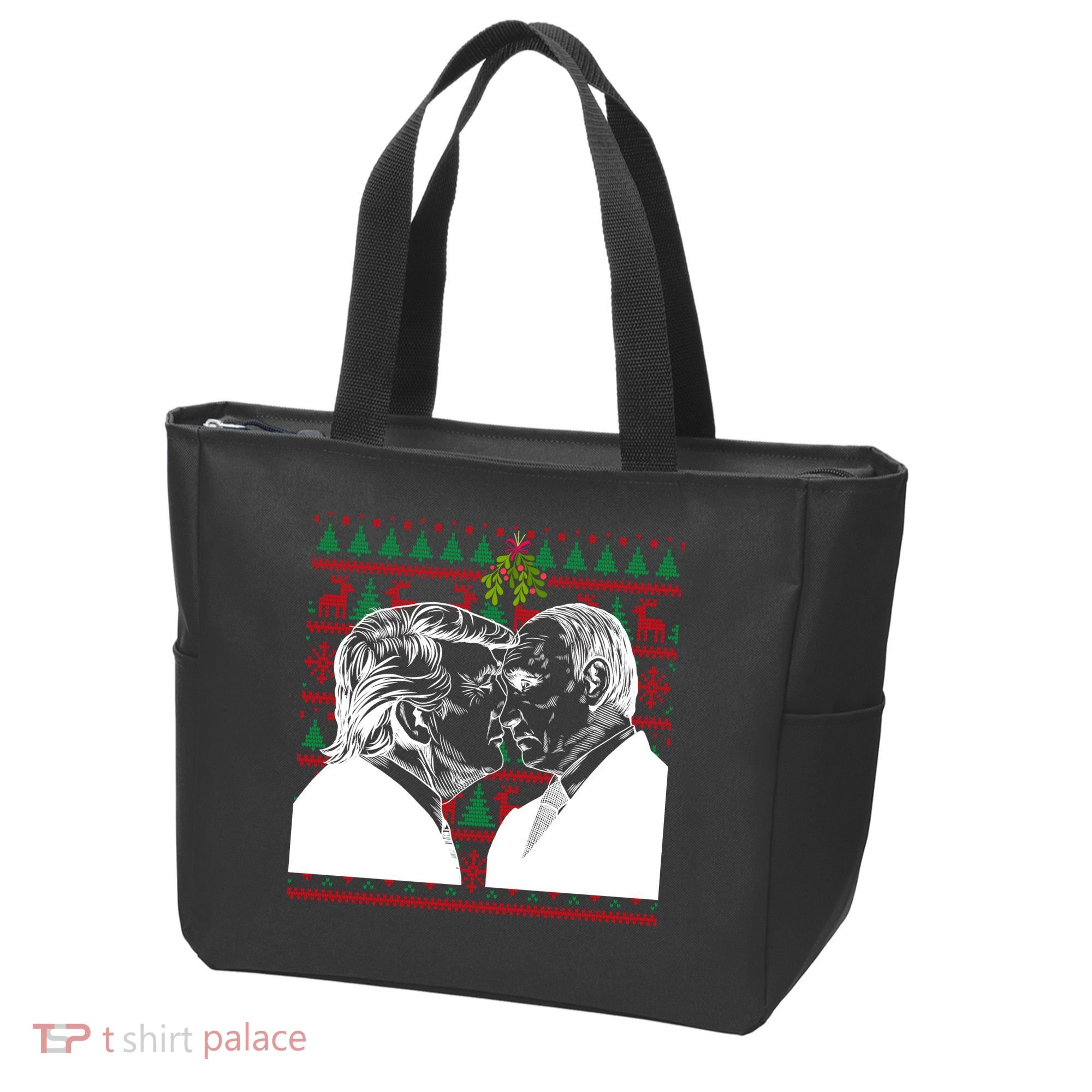 Putin Trump Mistletoe Ugly Christmas Sweater Tote Bag