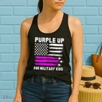 Purple Up US Flag Fighter Jet Military Military Child Women's Tank Top thumb 2